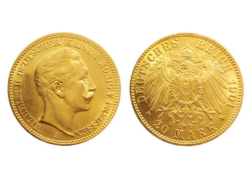 20 Mark Wilhelm II. Preussen 1890-1913 Goldmünze