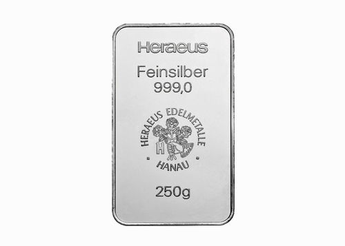 250 Gramm Argor-Heraeus / Heraeus Silberbarren